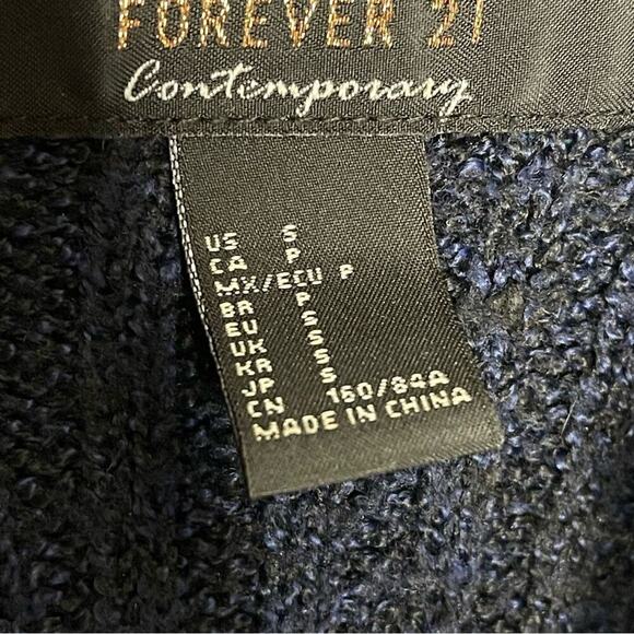 Forever 21 Dark Blue Knit Cross Diamond Pattern Stretchy Sweater Size S - Picture 8 of 9